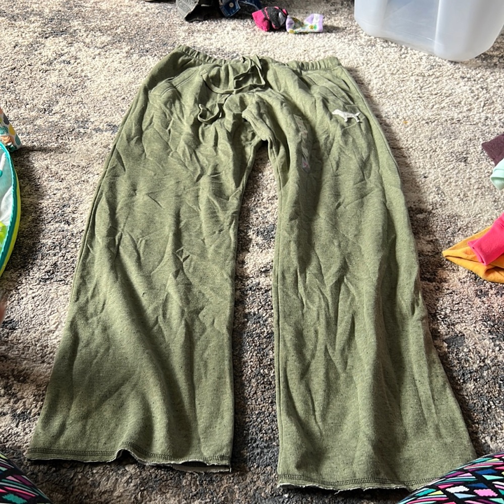 Olive green Victoria’s Secret pink sweatpants